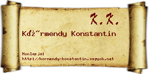 Körmendy Konstantin névjegykártya